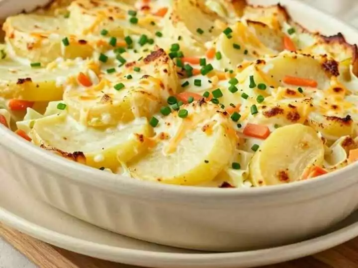 Vegetarischer Kartoffelauflauf mit 1 kg Kartoffeln: Cremig, ohne Hackfleisch!