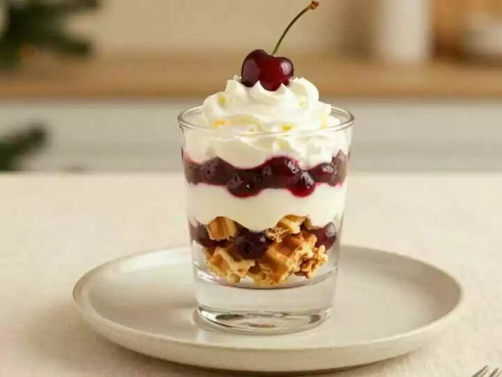 Waffel-Dessert im Glas: In 5 Minuten geschichtet, ohne Backen!