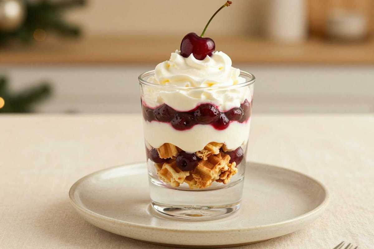 Waffel-Dessert im Glas: In 5 Minuten geschichtet, ohne Backen!
