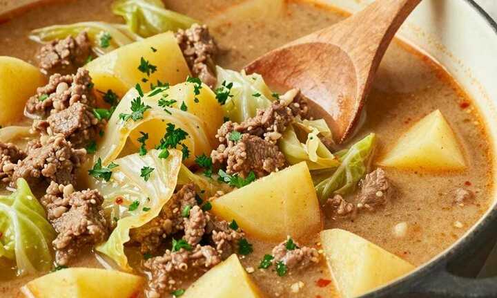 Weißkohleintopf mit Hackfleisch: Günstig, für 6 Personen!