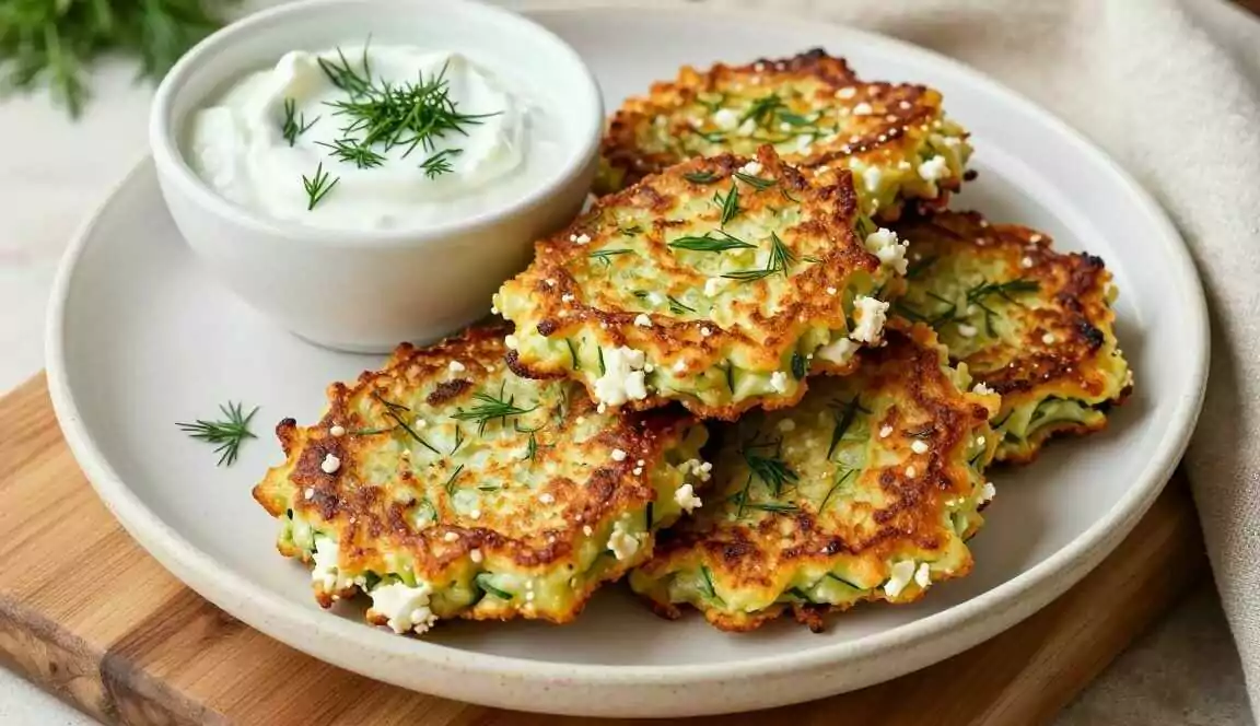 Zucchinipuffer mit Feta: 12 Stück in 20 Minuten!