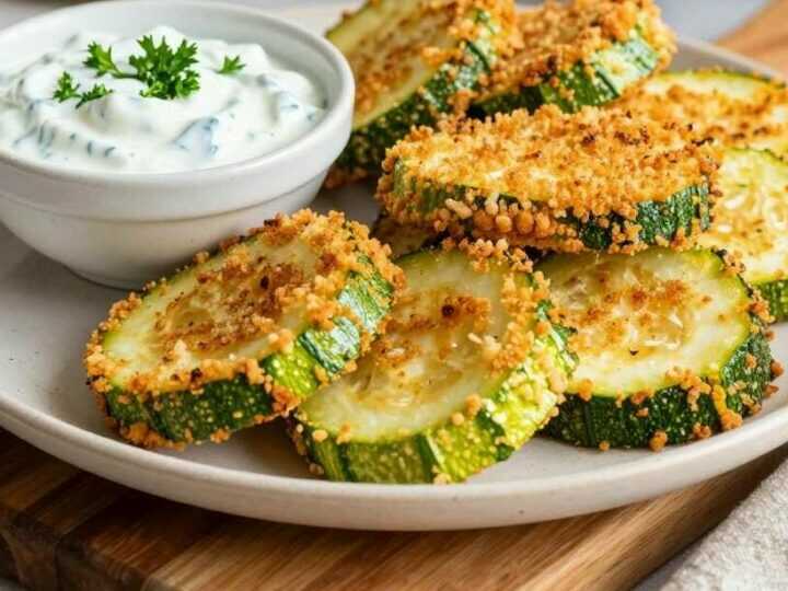 Zucchinischeiben aus der Heißluftfritteuse: Knusprig paniert, in 12 Minuten!